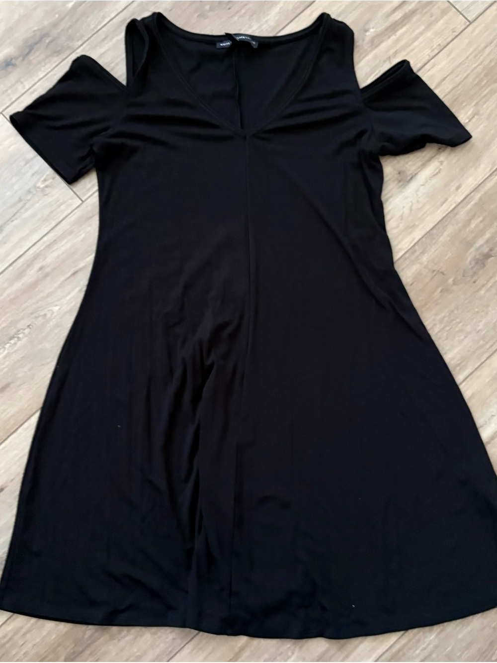 White House Black Market Women’s Dress, Short Sleeve Cold Shoulder, Black, Small